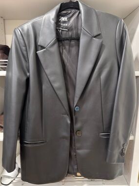 Zara Faux Leather Blazer